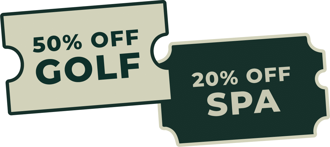 50% off golf and 20% off spa